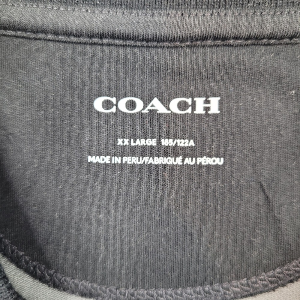 Coach Polo Shirt Mens XXL Black Gray Signature Monogram Logo Cotton C0816 - Picture 2 of 6